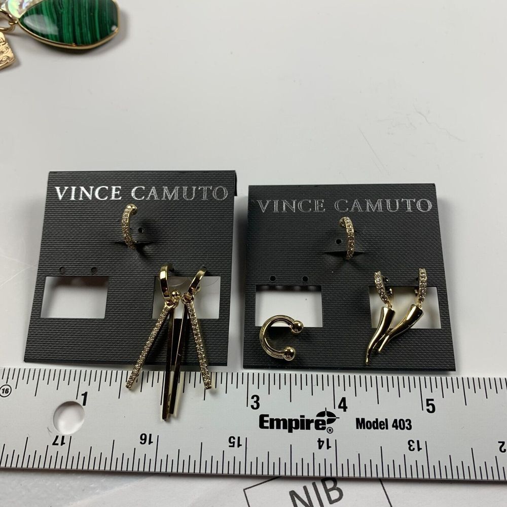 Vince Camuto Women's Fashion Jewelry Gold Crystal Dangly Earrings‎ Set - Lot